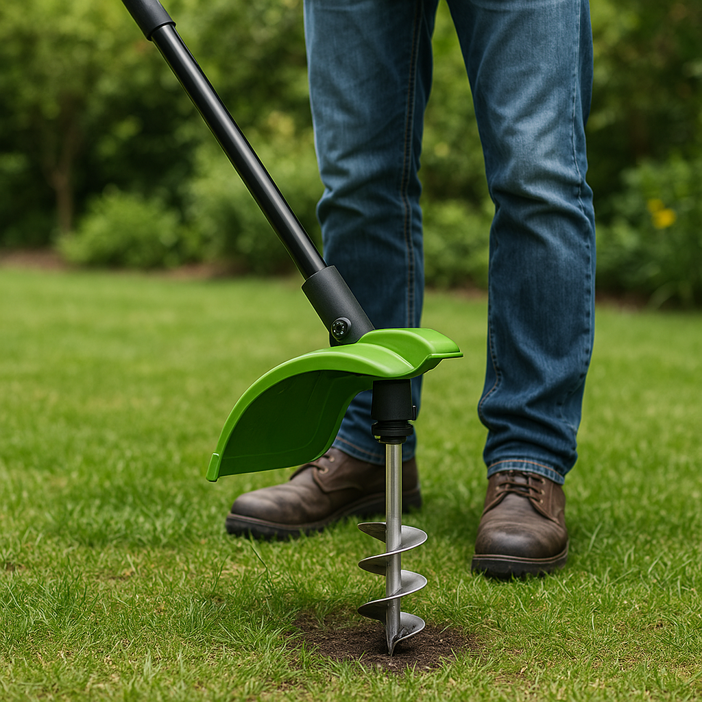 Rasentrimmer – Anwendung im Garten (AI generiert)