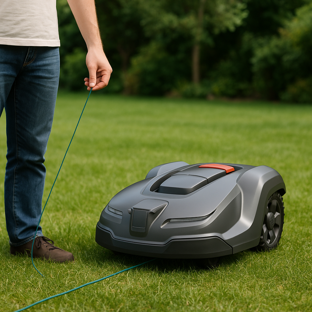 Rasentrimmer – Anwendung im Garten (AI generiert)