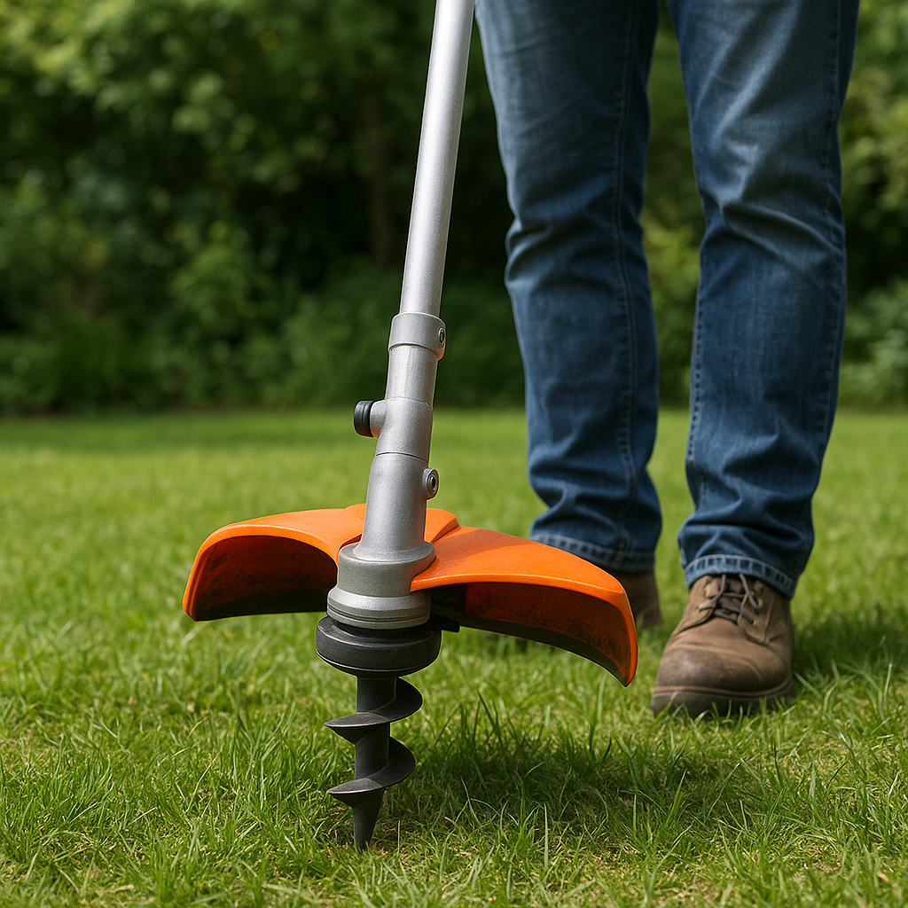 Rasentrimmer – Anwendung im Garten (AI generiert)