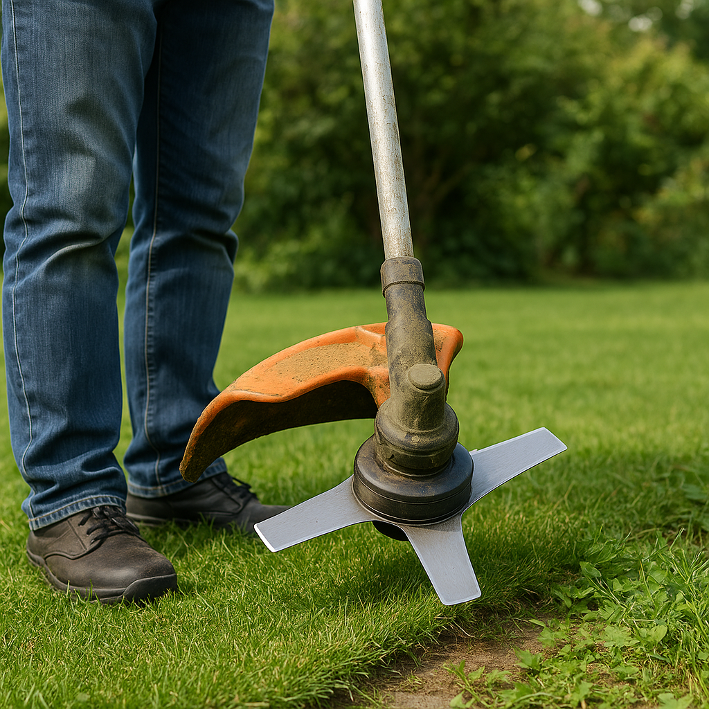 Rasentrimmer – Anwendung im Garten (AI generiert)